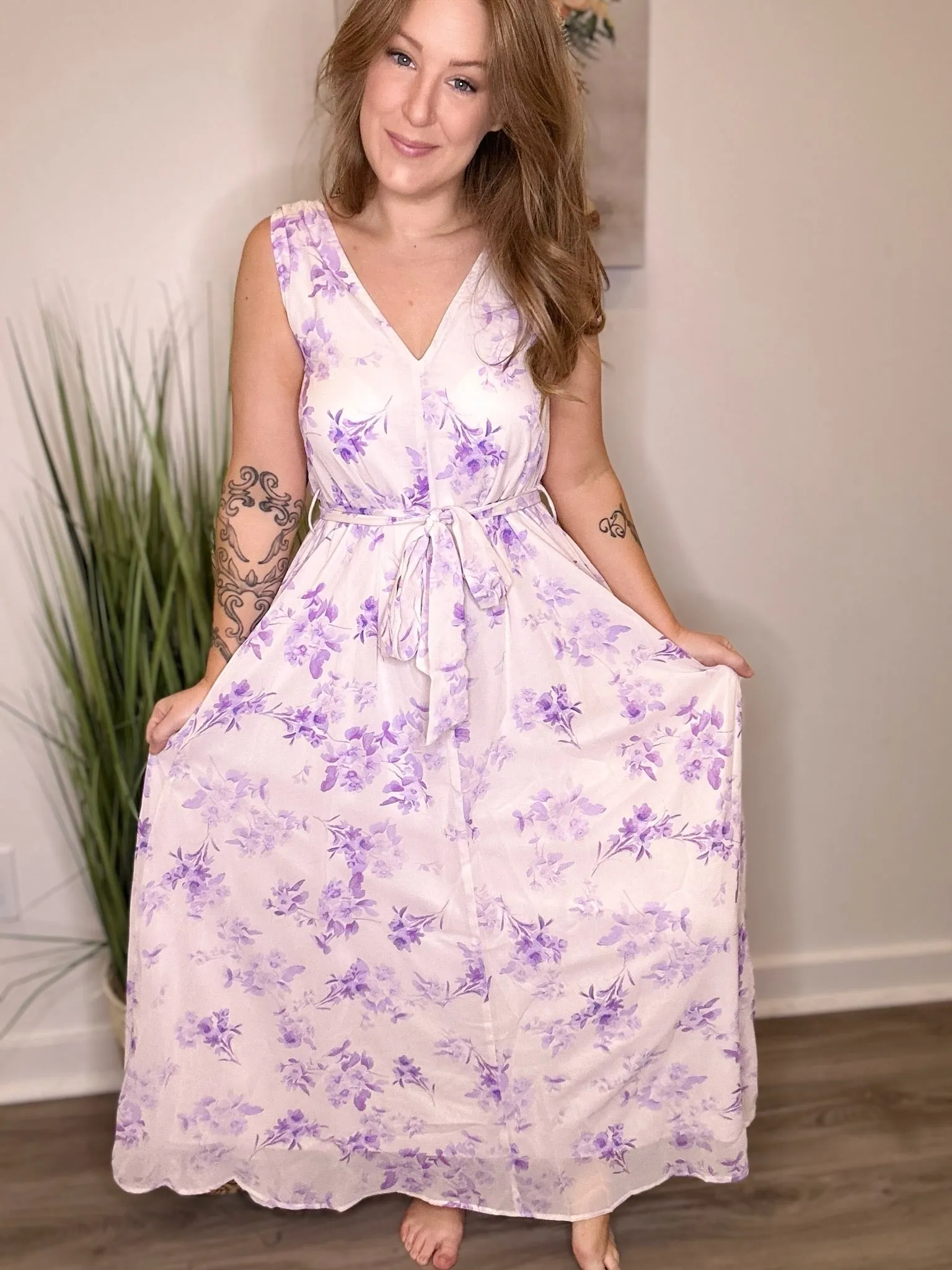 Lavender Floral Maxi Dress