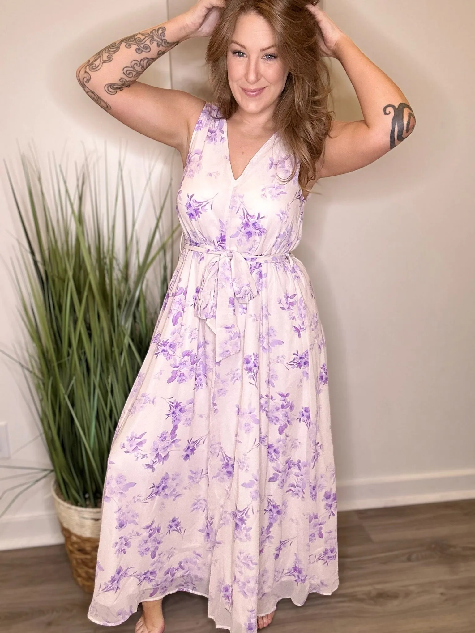 Lavender Floral Maxi Dress