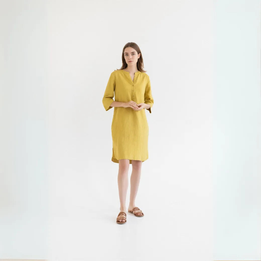 Lemon Curry Linen Prelude Dress