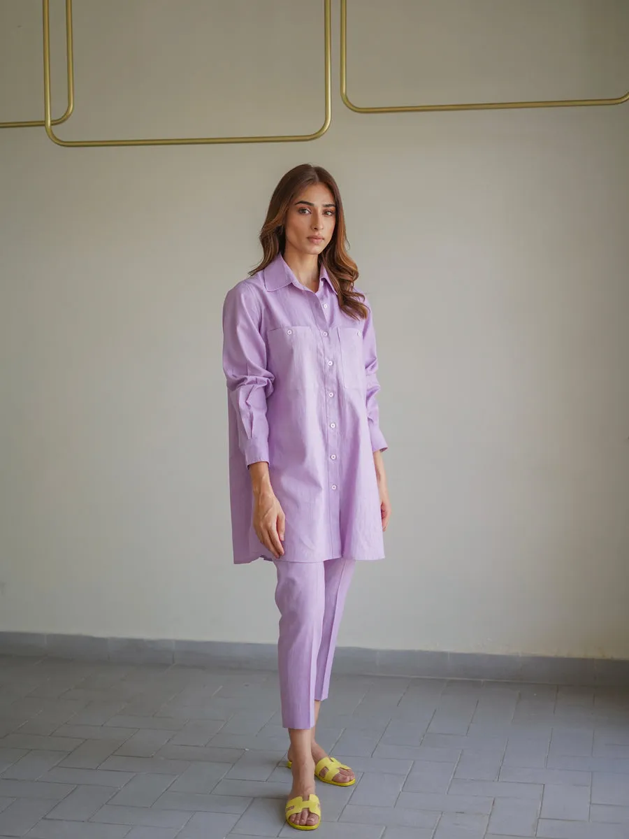 Lilac Collared Linen Set