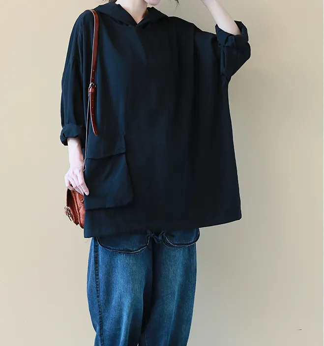 Long Sleeves Loose Casual Cotton Spring Summer Women Tops SXM97299