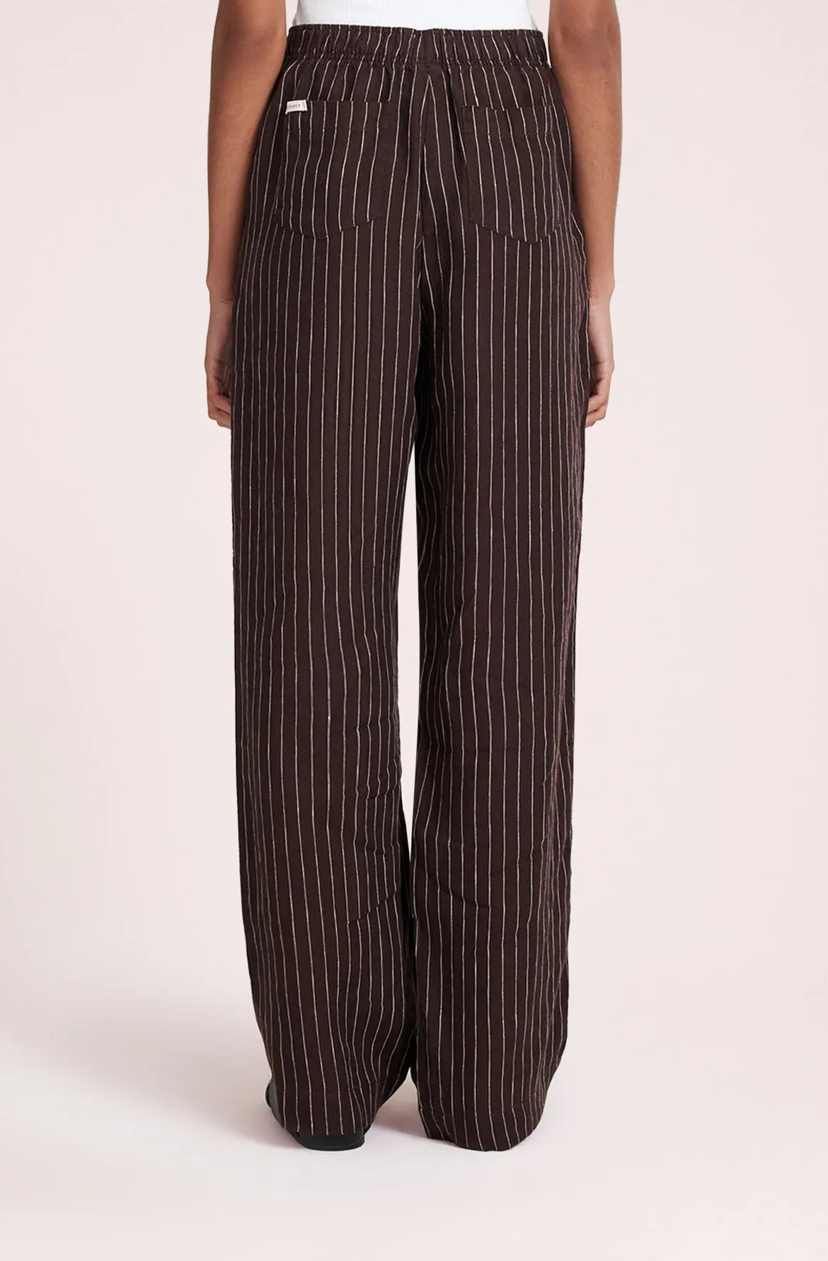 LOUNGE STRIPE LINEN PANT | RAISIN STRIPE