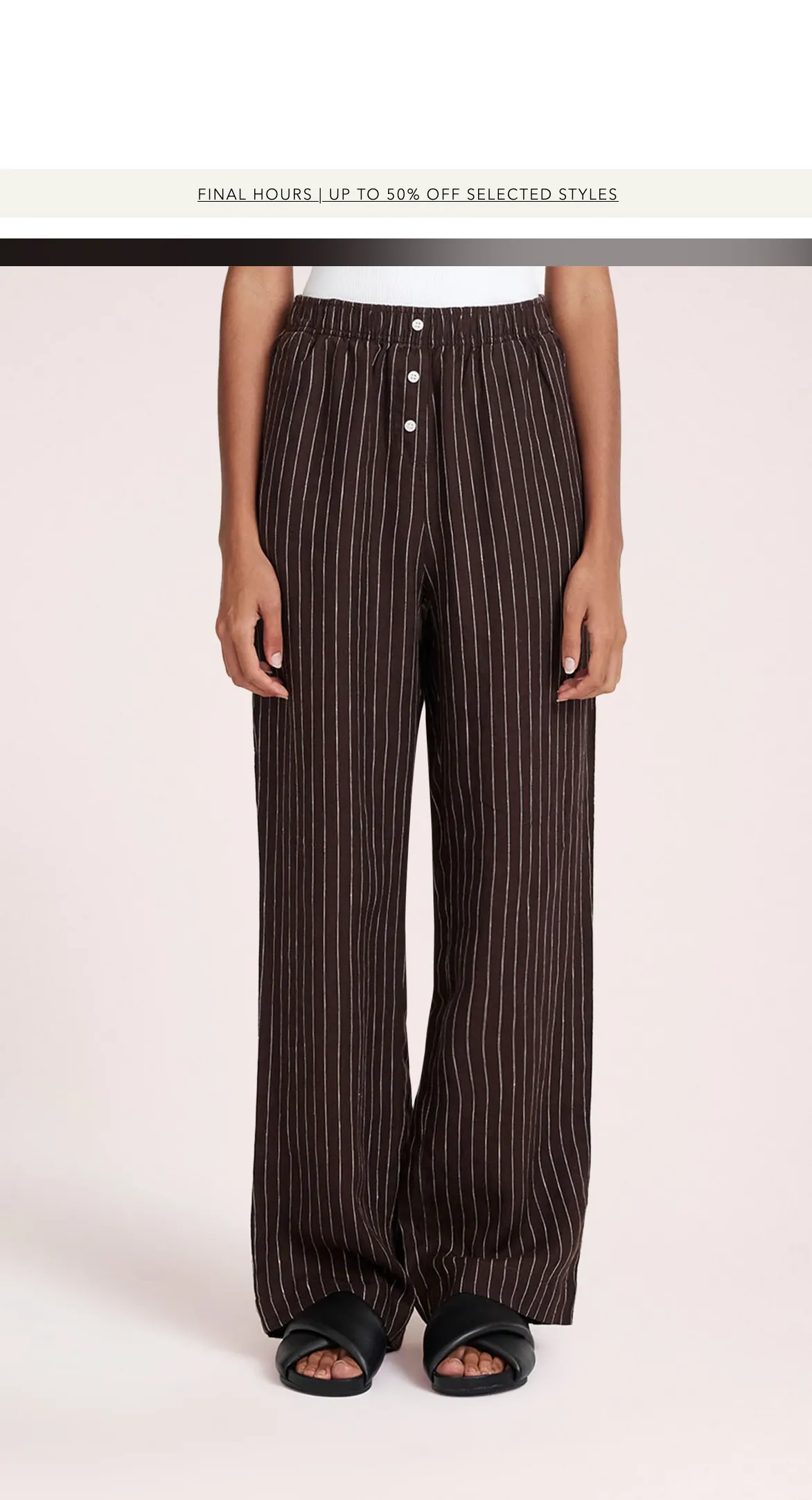 LOUNGE STRIPE LINEN PANT | RAISIN STRIPE