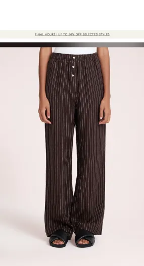 LOUNGE STRIPE LINEN PANT | RAISIN STRIPE