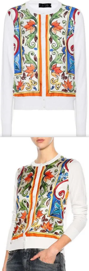 'Majolica' Printed Cardigan Sweater