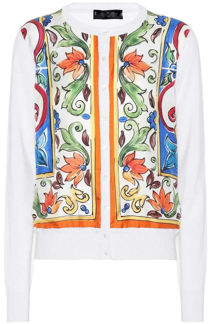 'Majolica' Printed Cardigan Sweater