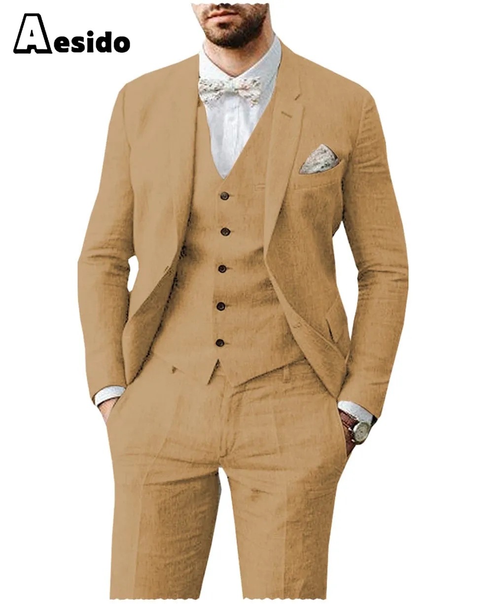 Men Suit 3 Pieces Notch Lapel Double button closure Jacket (Blazer Vest Pants)