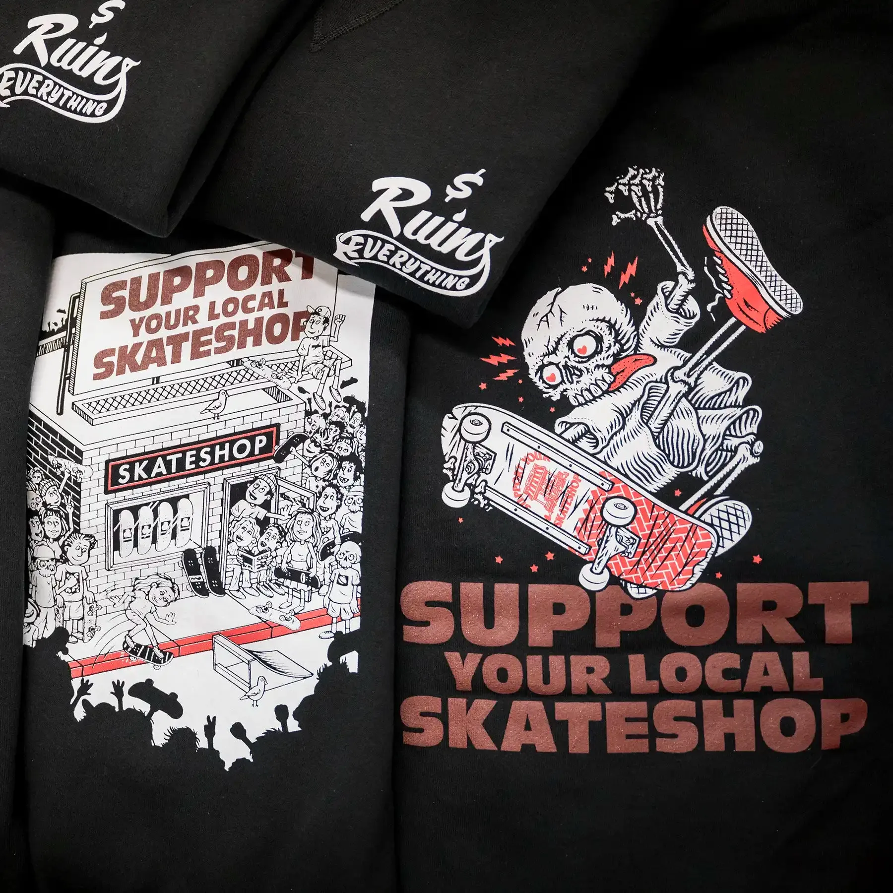 Money Ruins Everything x Skateshop Day "Skeleton" T-Shirt - Black