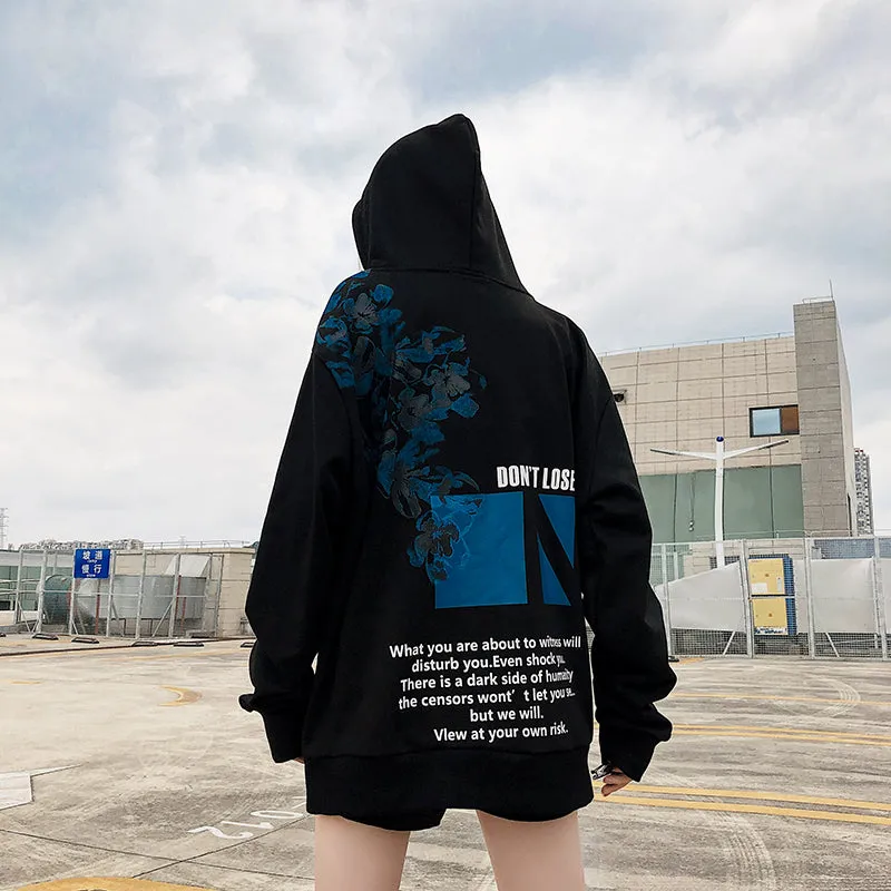N Blue Floral Hoodie