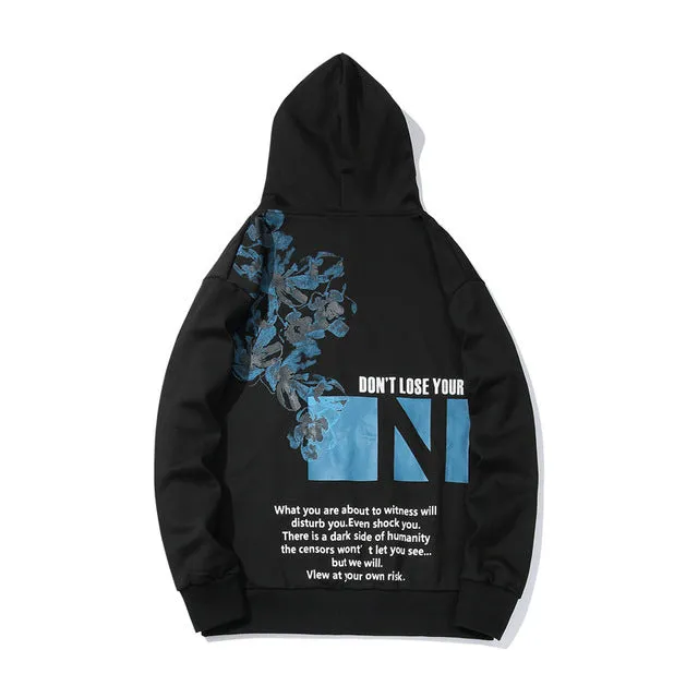 N Blue Floral Hoodie
