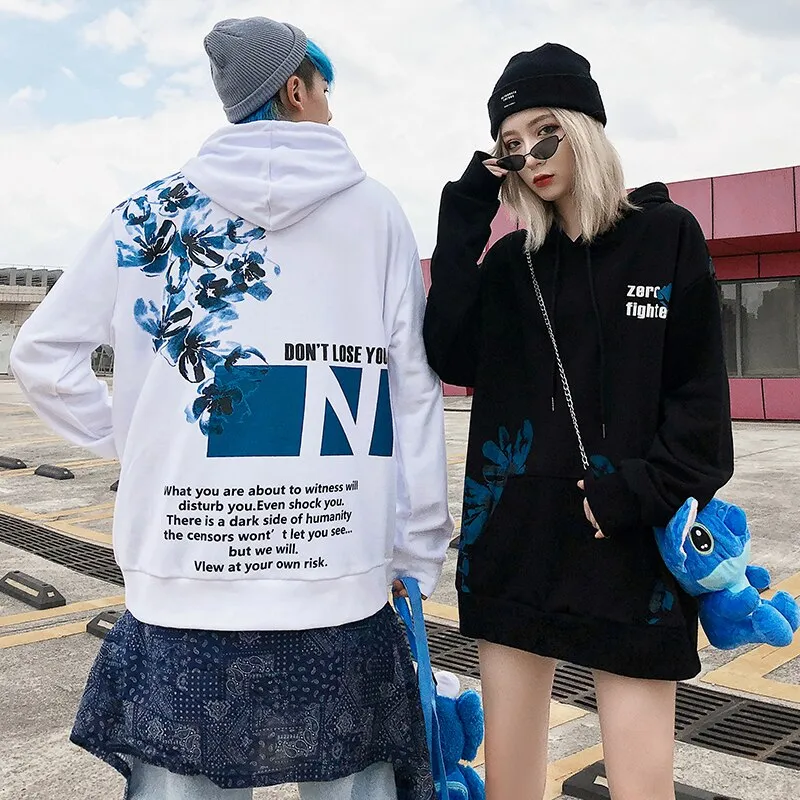 N Blue Floral Hoodie