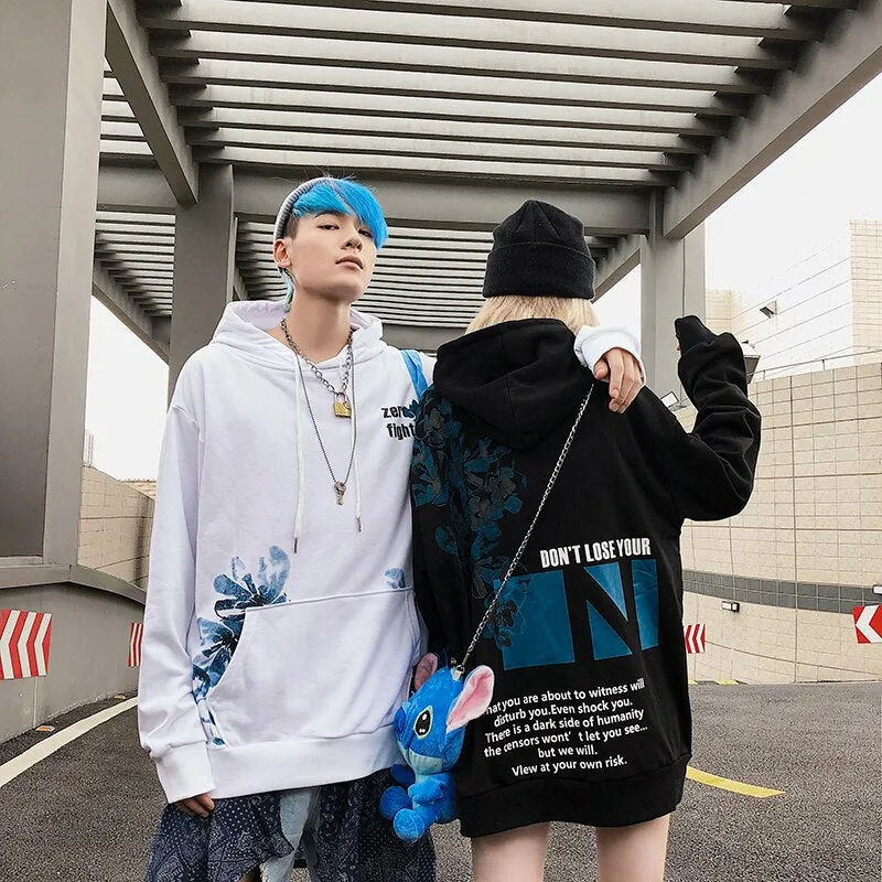N Blue Floral Hoodie