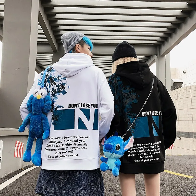 N Blue Floral Hoodie