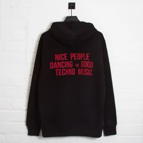 Peoples Techno Back Print- Pullover Hood - Black