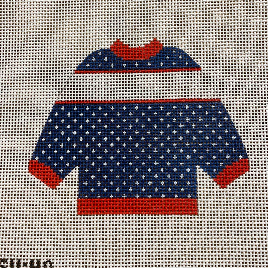 Personalized Navy Pullover Needlepoint Canvas