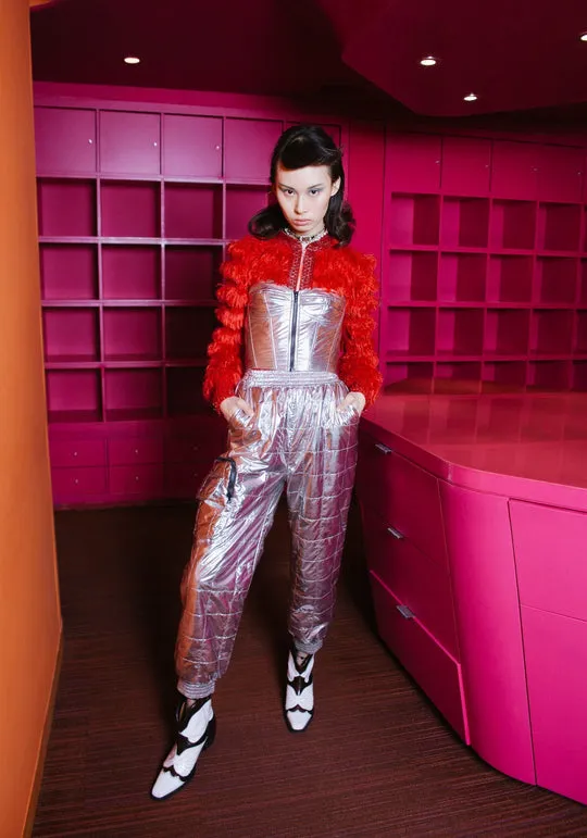 Red Fringe Bomber Jacket