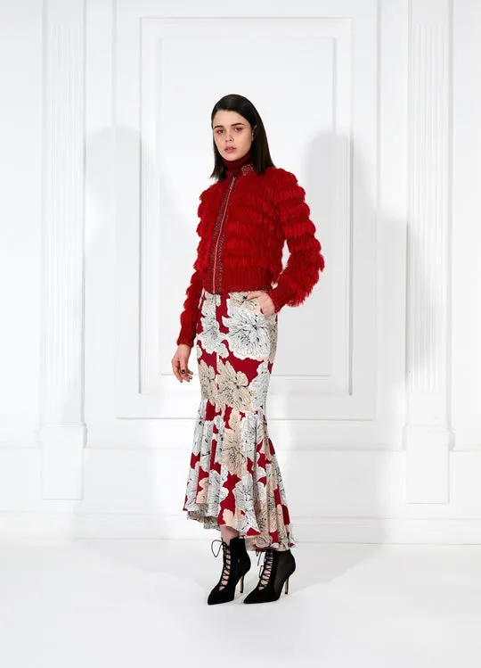 Red Fringe Bomber Jacket