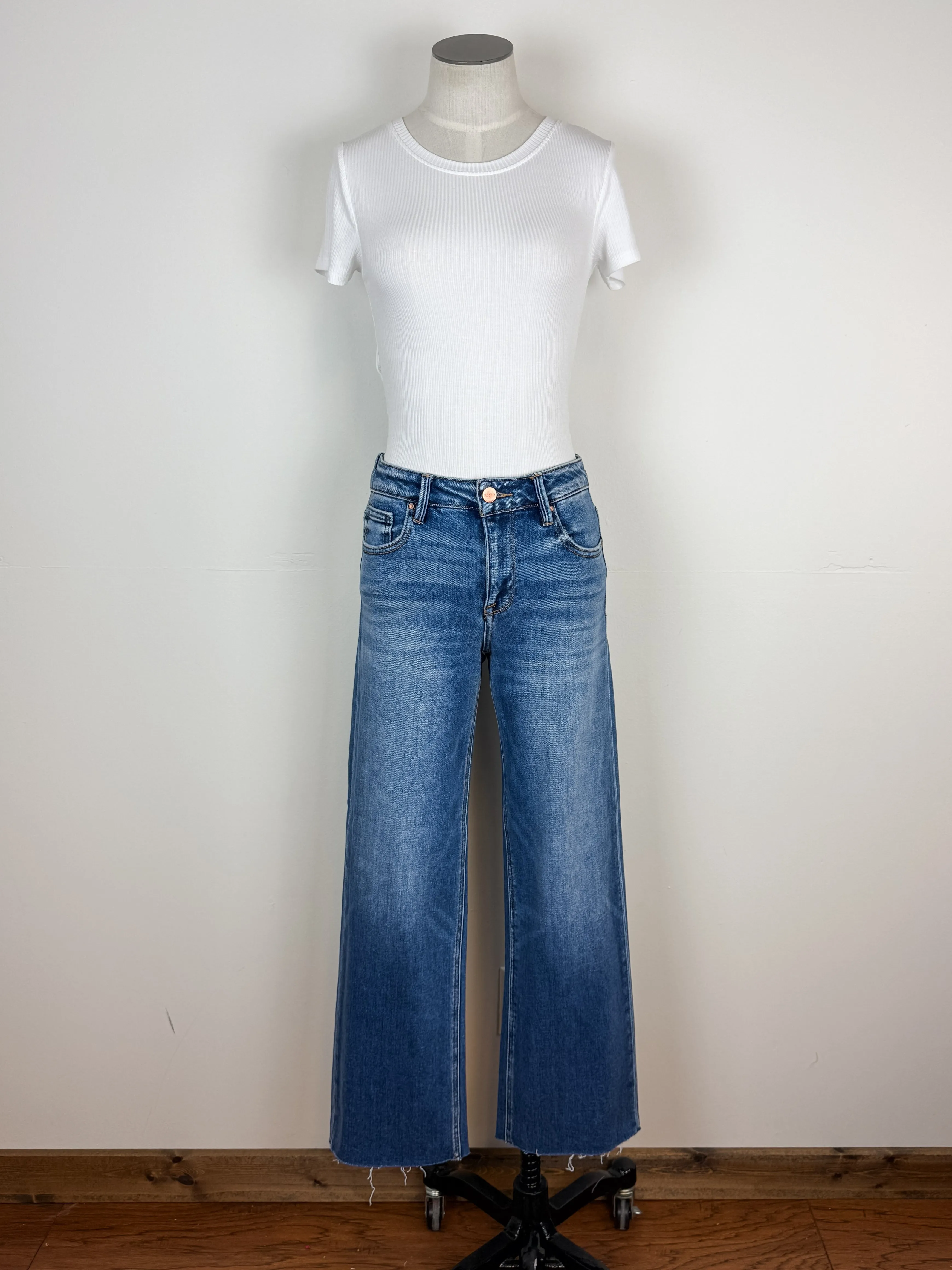 Risen Brianna Mid Rise Cropped Wide Leg
