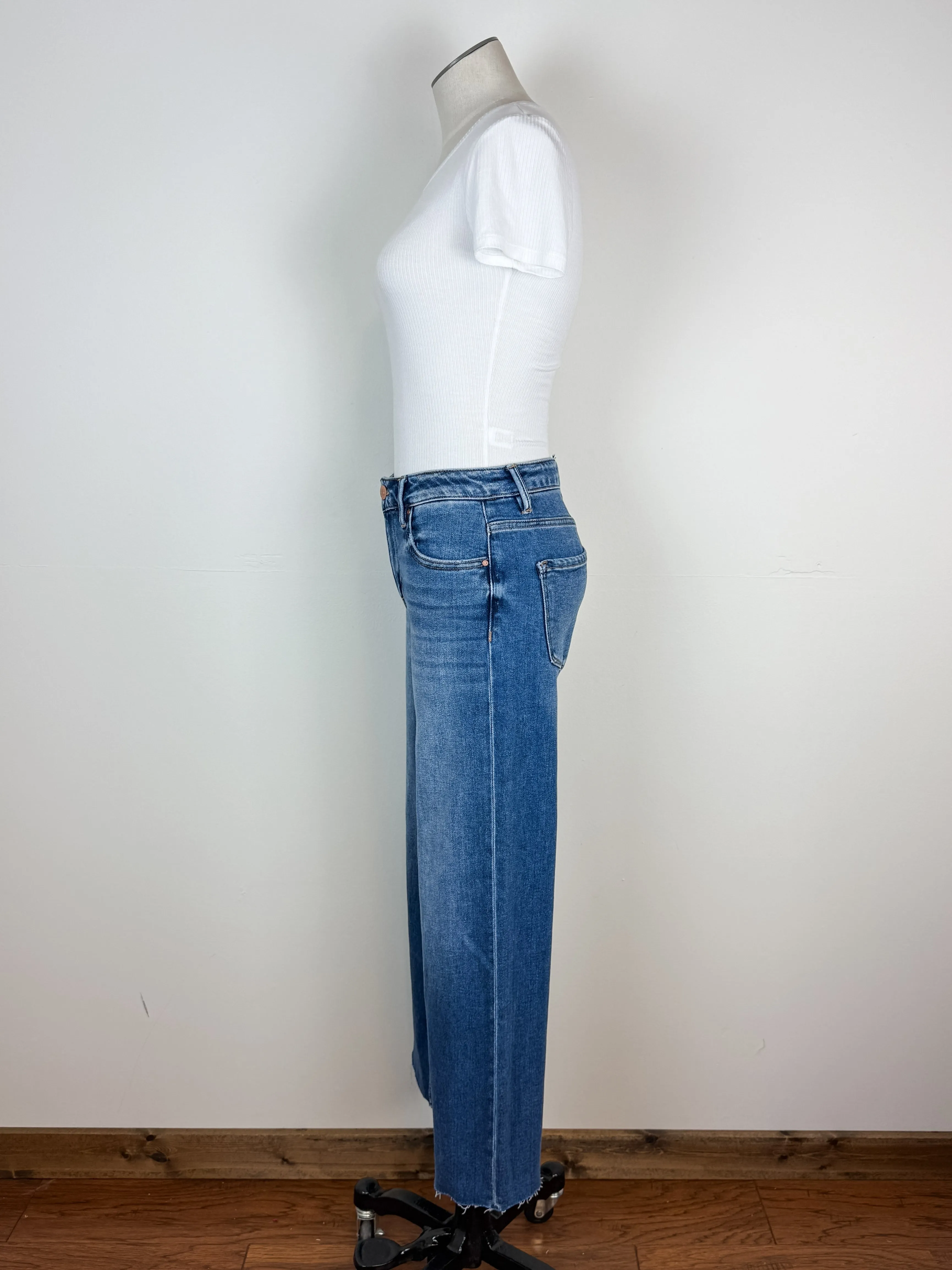 Risen Brianna Mid Rise Cropped Wide Leg