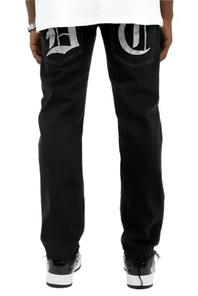 Roman Print Straight Jeans