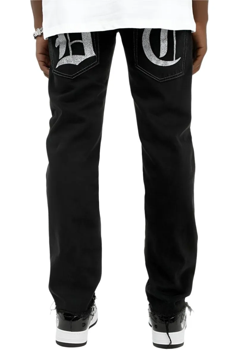 Roman Print Straight Jeans