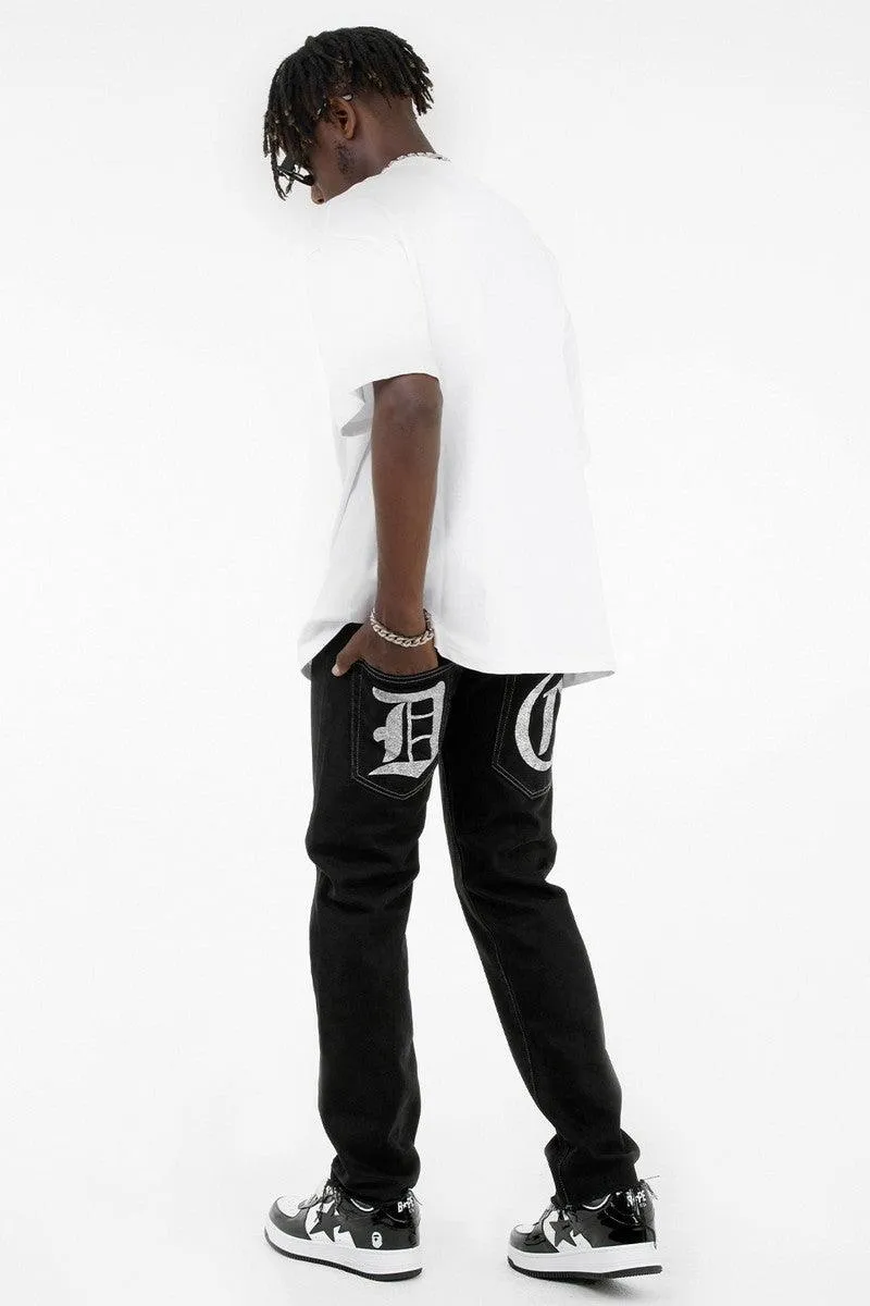 Roman Print Straight Jeans