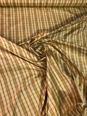 Silk taffeta plads 54&quot; wide                               Light yellow gold combination    Sold by the yard