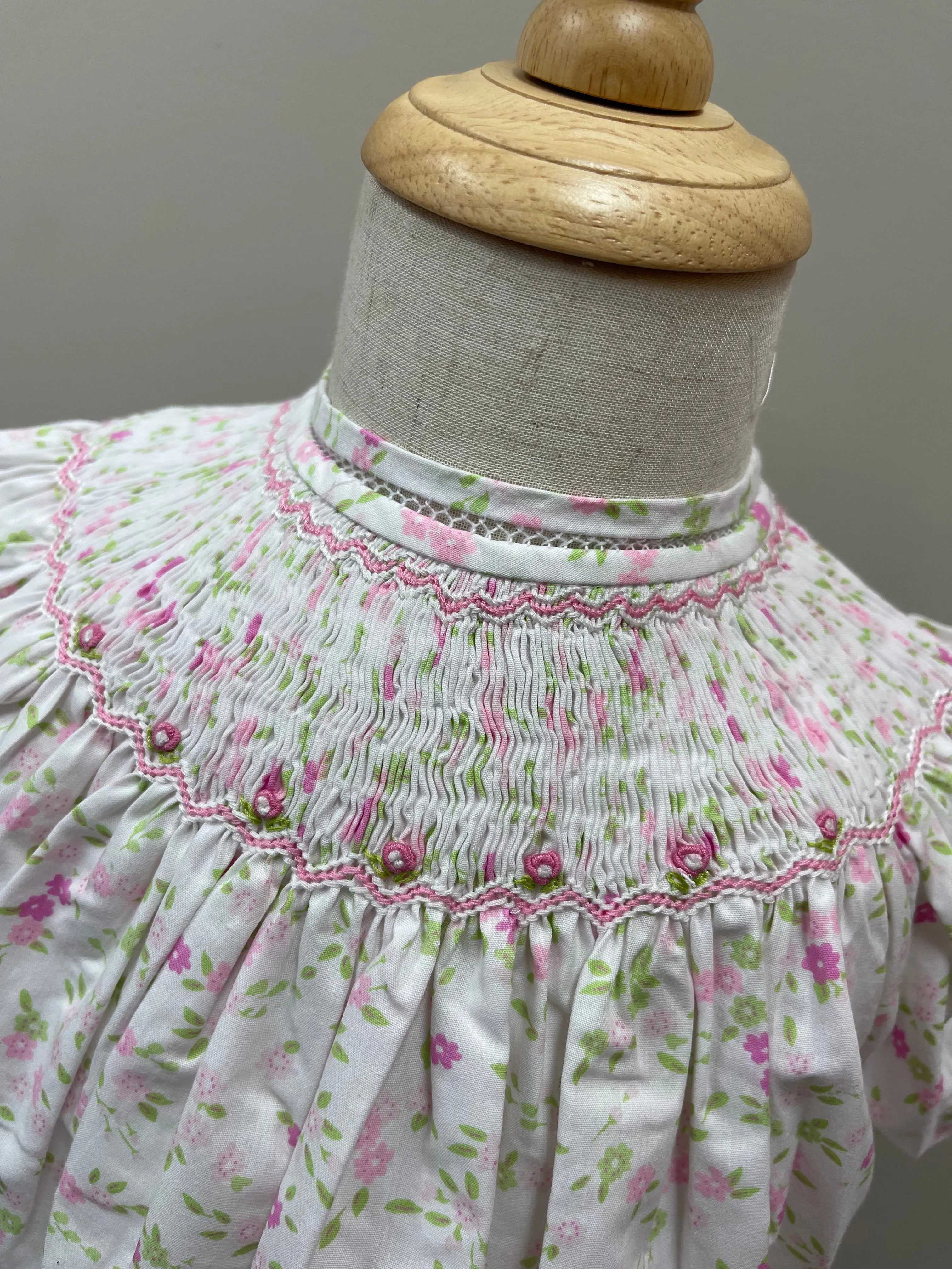 Smocked Floral Bishop Dress