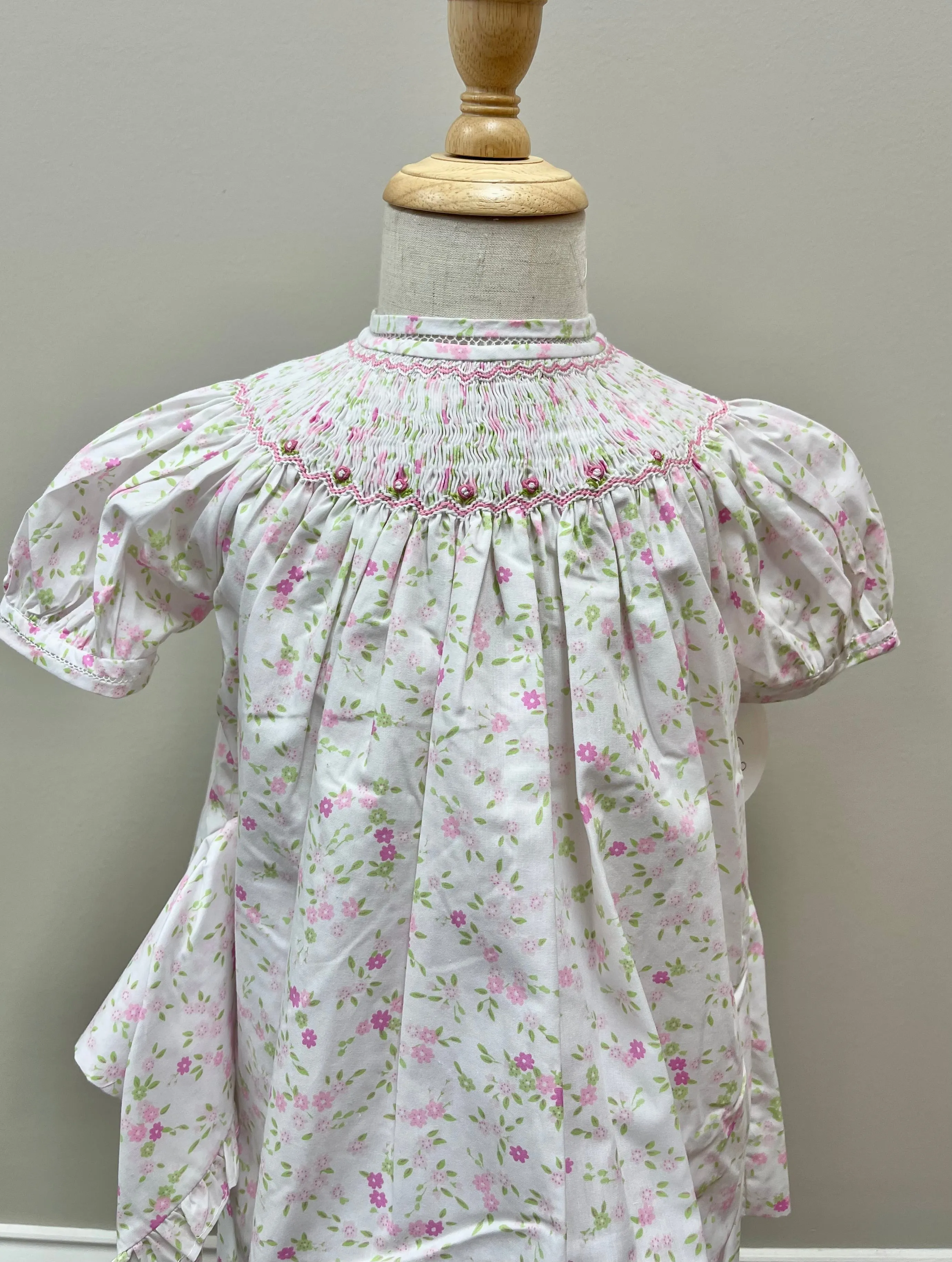 Smocked Floral Bishop Dress