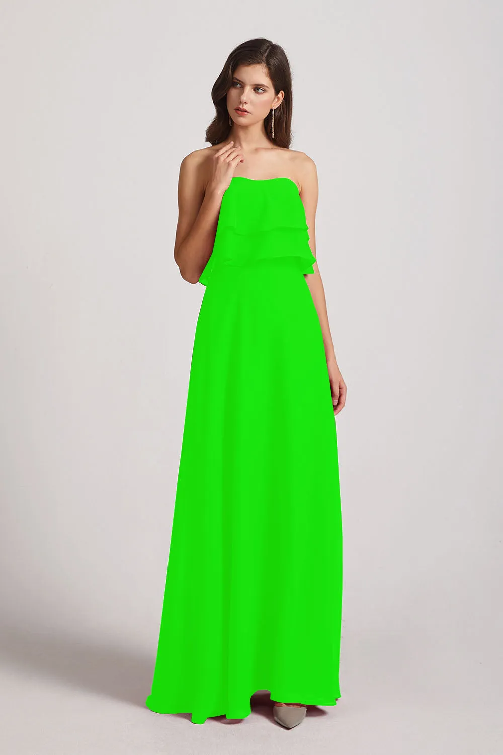 Strapless Chiffon Bridesmaid Dresses with Tiered Ruffles (AF0086)