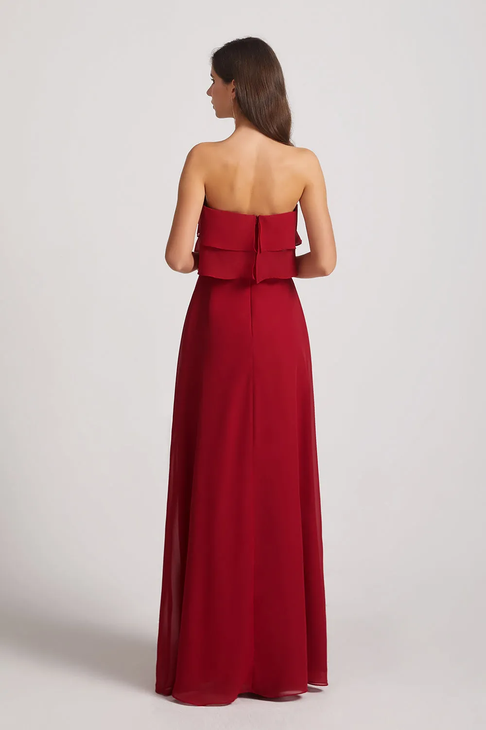 Strapless Chiffon Bridesmaid Dresses with Tiered Ruffles (AF0086)