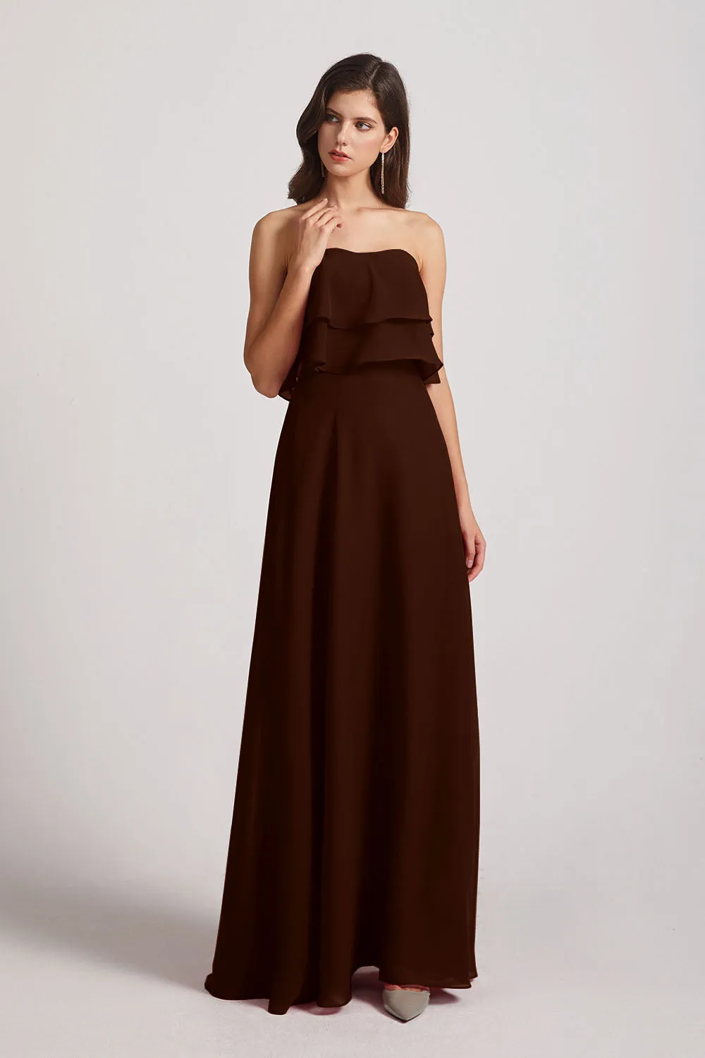 Strapless Chiffon Bridesmaid Dresses with Tiered Ruffles (AF0086)