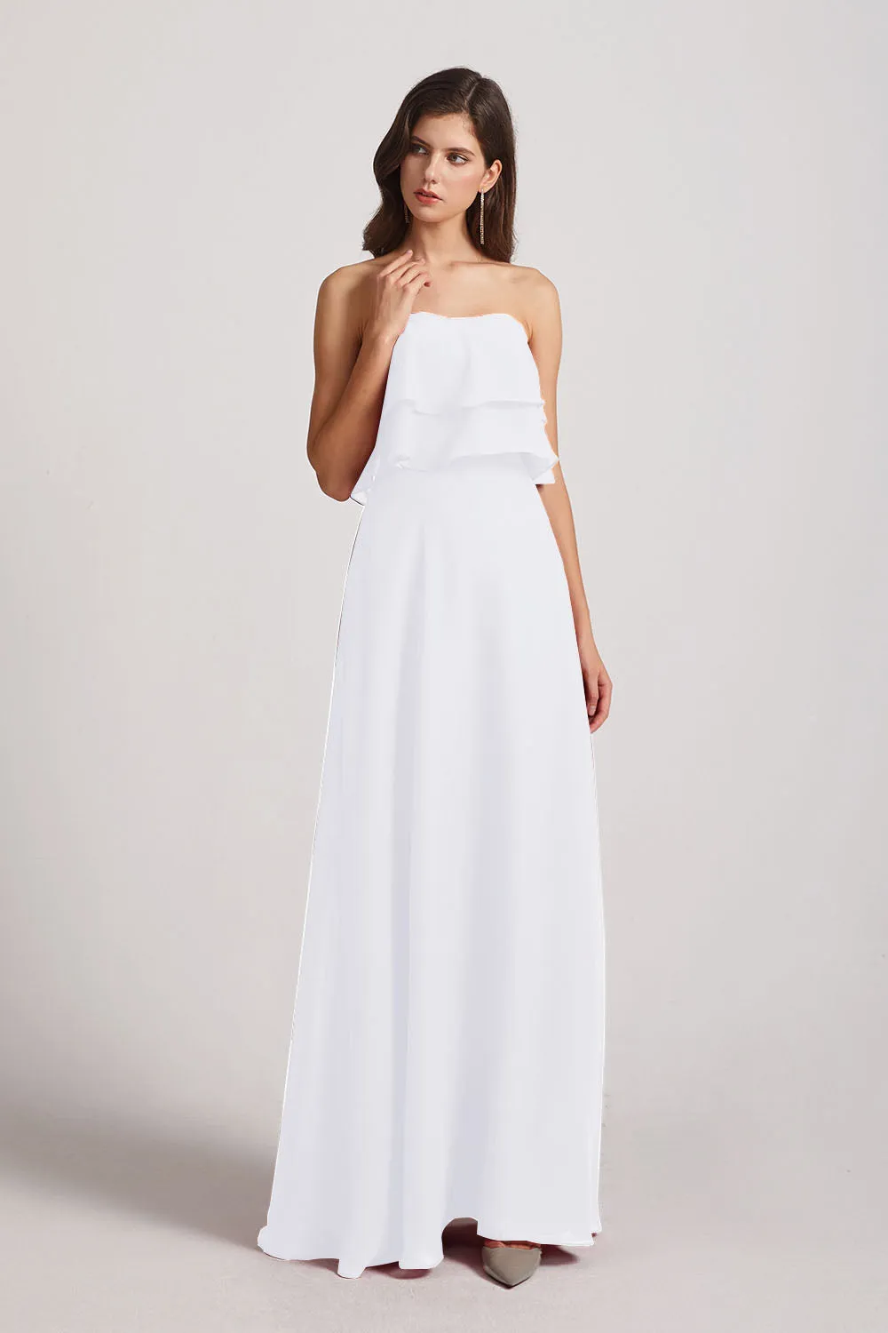 Strapless Chiffon Bridesmaid Dresses with Tiered Ruffles (AF0086)