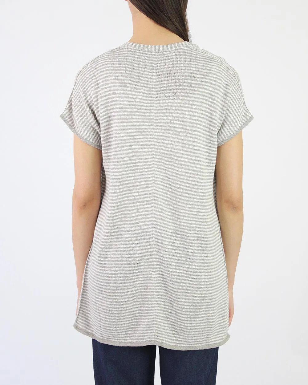 Striped Short Sleeve Knit Summer Cardigan
