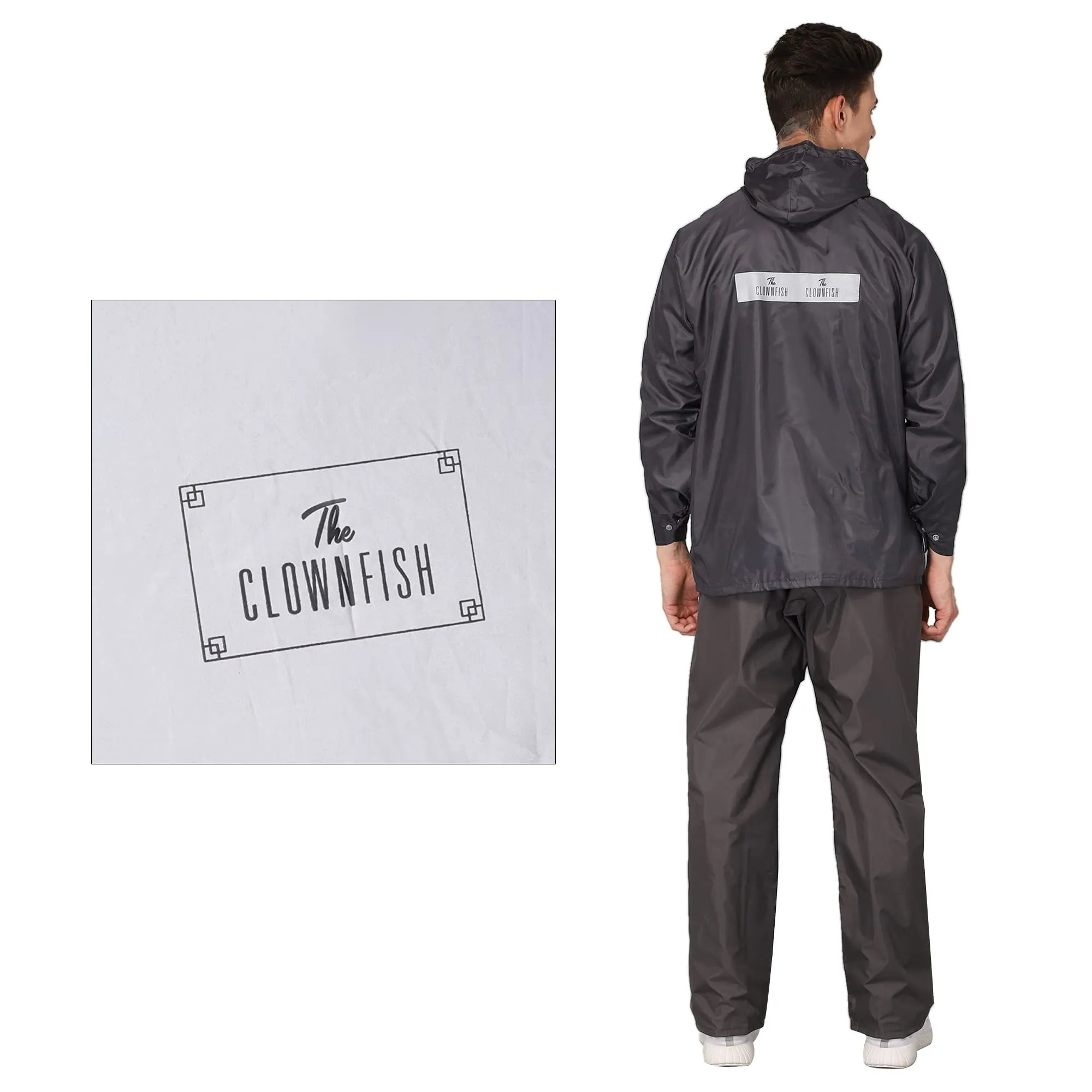 THE CLOWNFISH Combo Of Rain Coat for Men Waterproof Polyester (Grey 3XL) Umbrella Savior Series 3 Fold Waterproof Polyester (Black)
