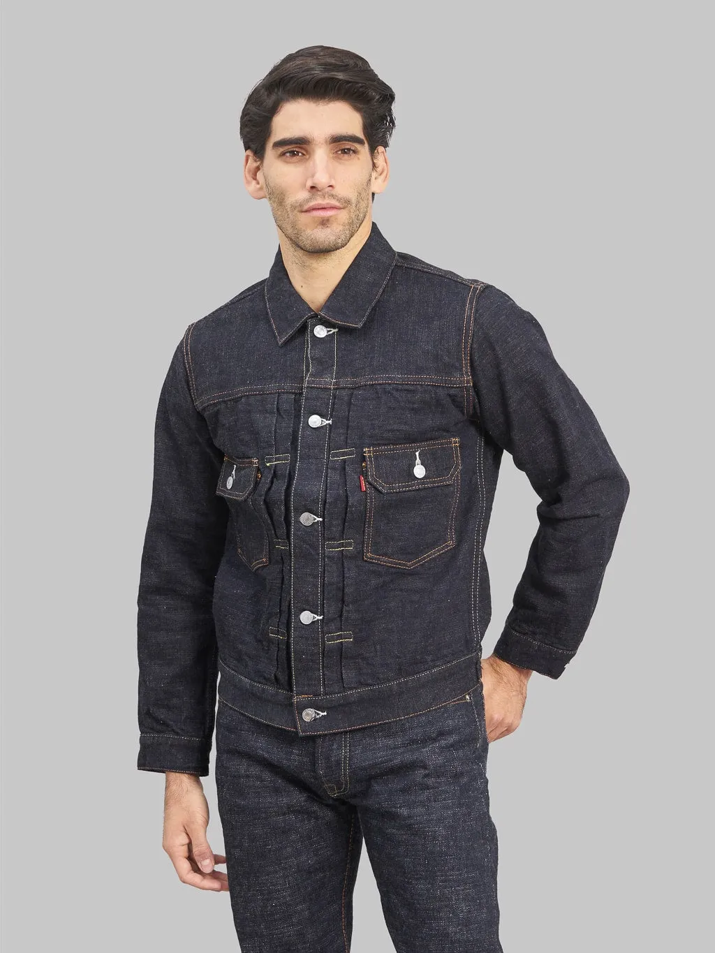 The Strike Gold SGJ50S 15oz Slub Grey Weft Type II Denim Jacket