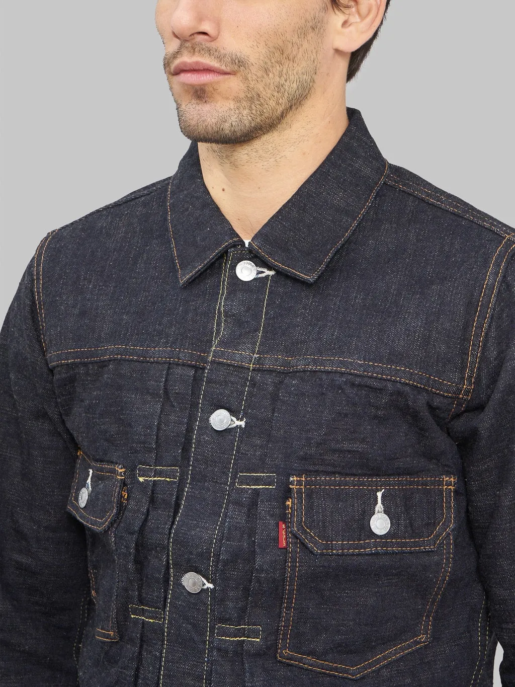 The Strike Gold SGJ50S 15oz Slub Grey Weft Type II Denim Jacket