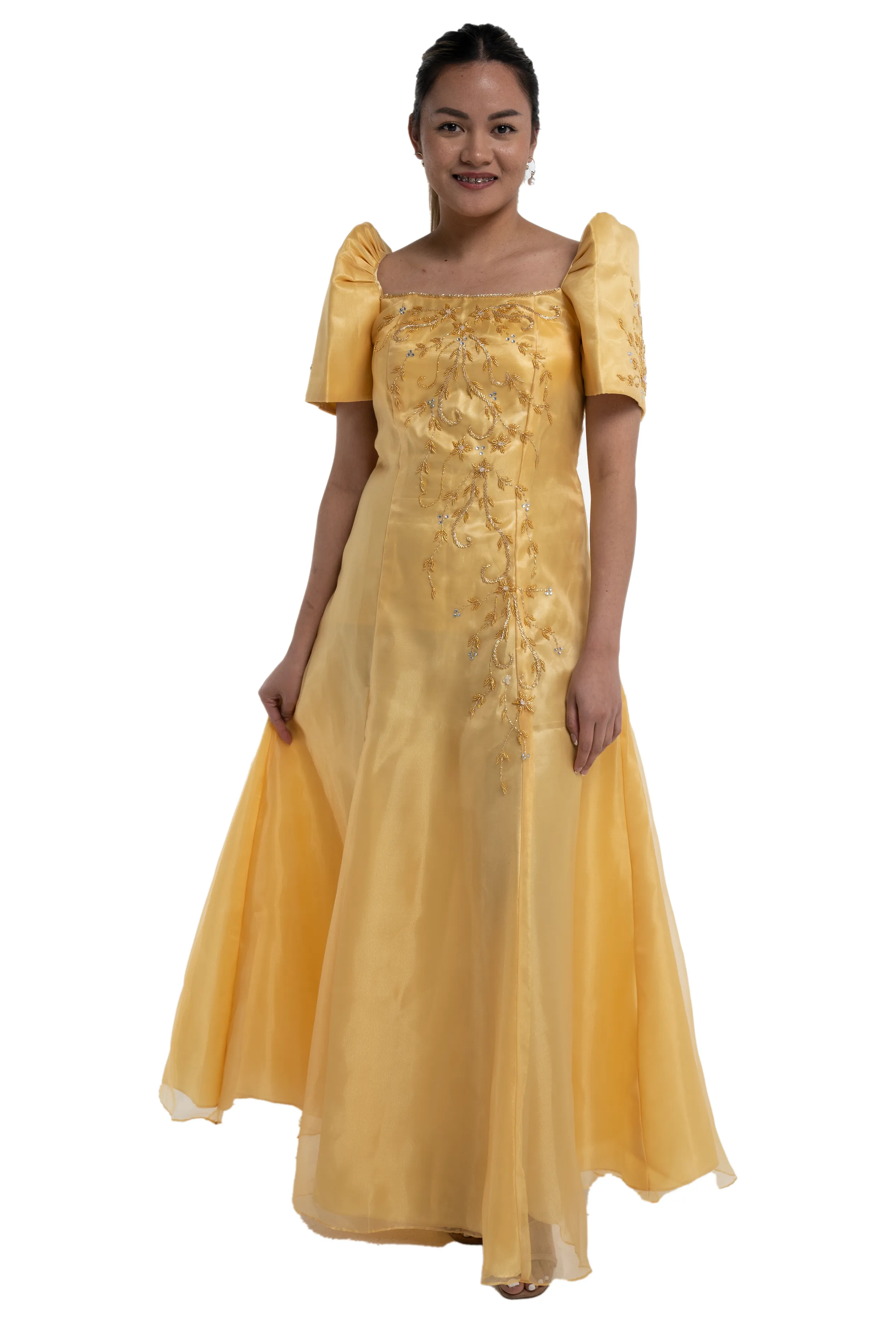 Traje De Mestiza Golden Yellow Filipiniana Gown  - Sarah - JN550
