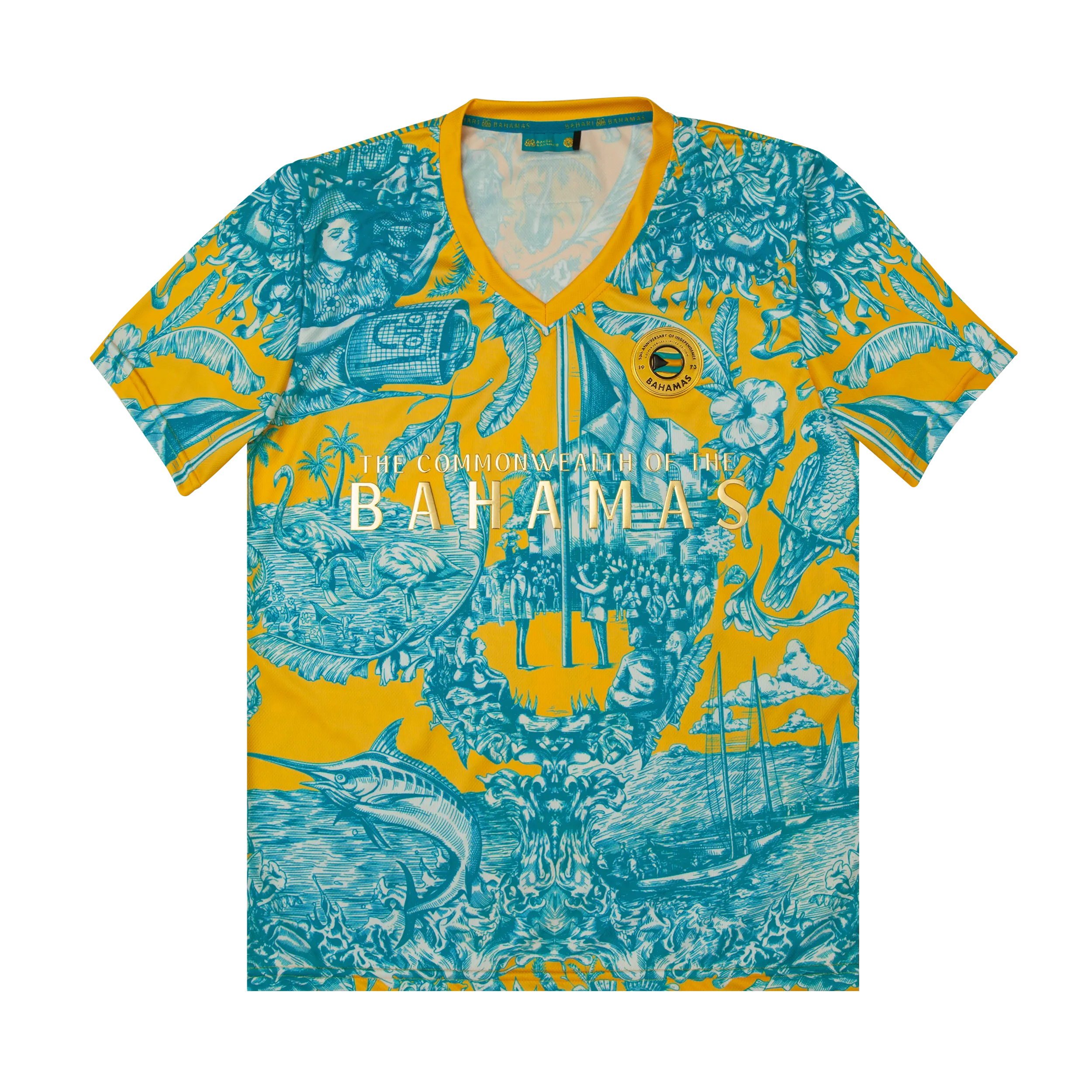 (V-NECK) UNISEX 50TH INDEPENDENCE TEE- GOLD