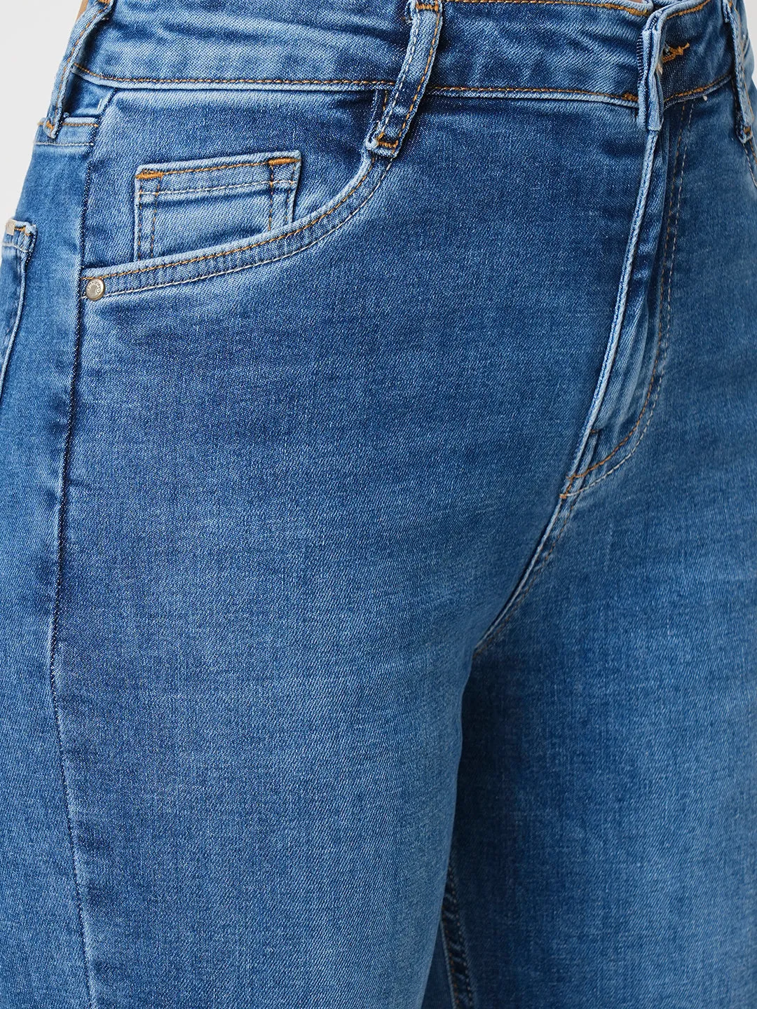 Women Blue High-Rise Relaxed Straight Fit Jeans