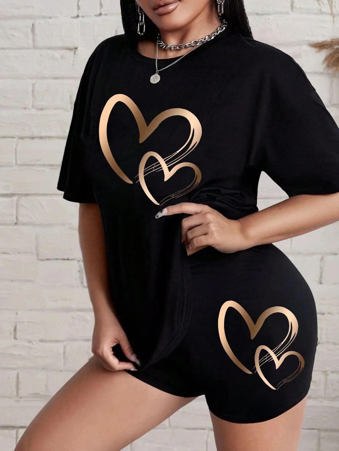 Women Cotton T Shirts Two Piece Set