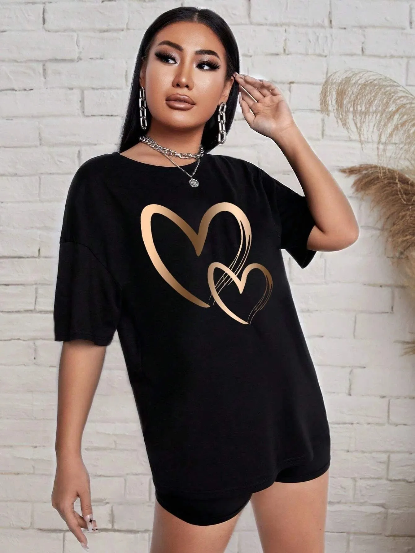 Women Cotton T Shirts Two Piece Set
