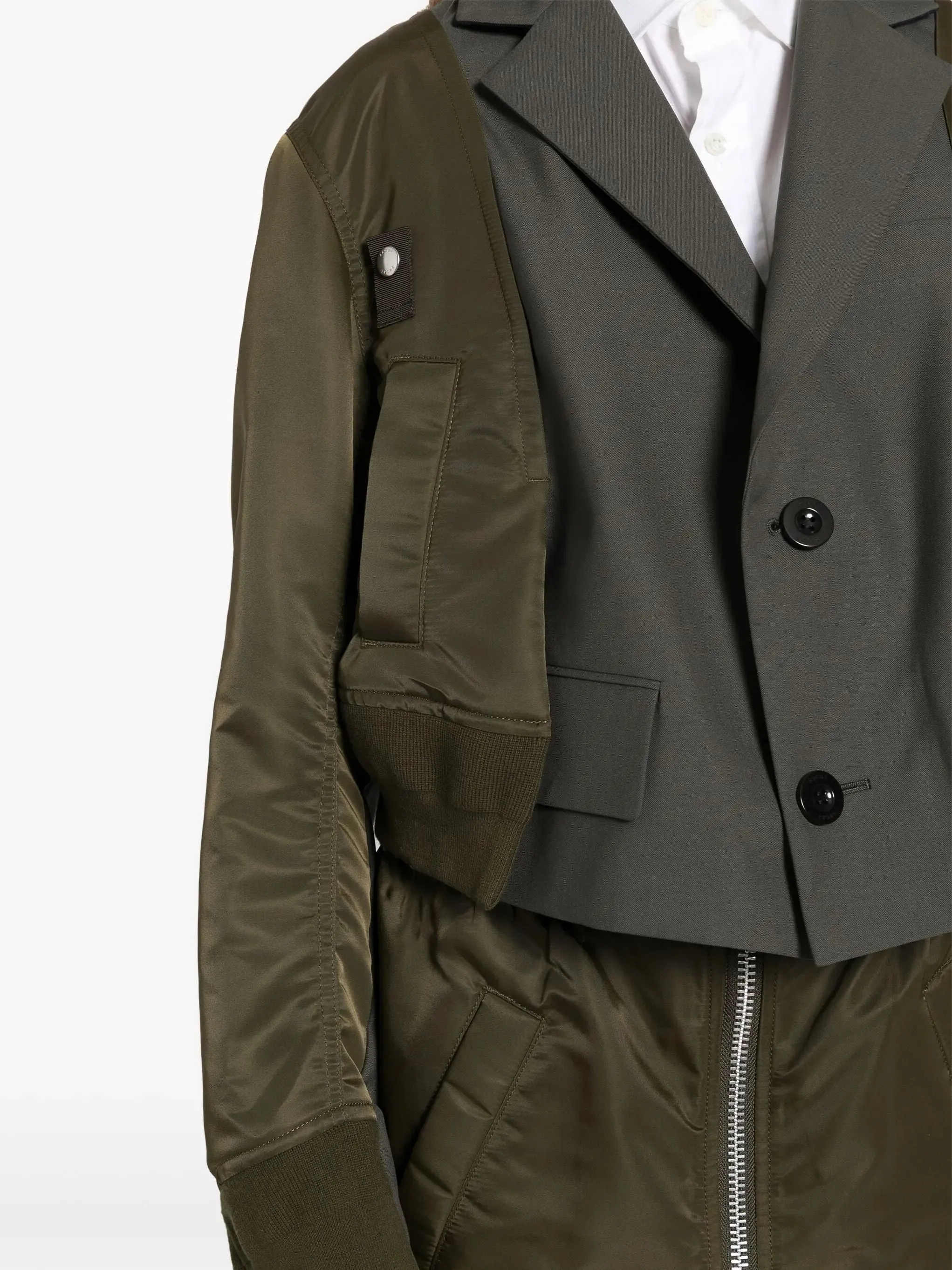 Women’s Cropped Hybrid Paneled Jacket in Green