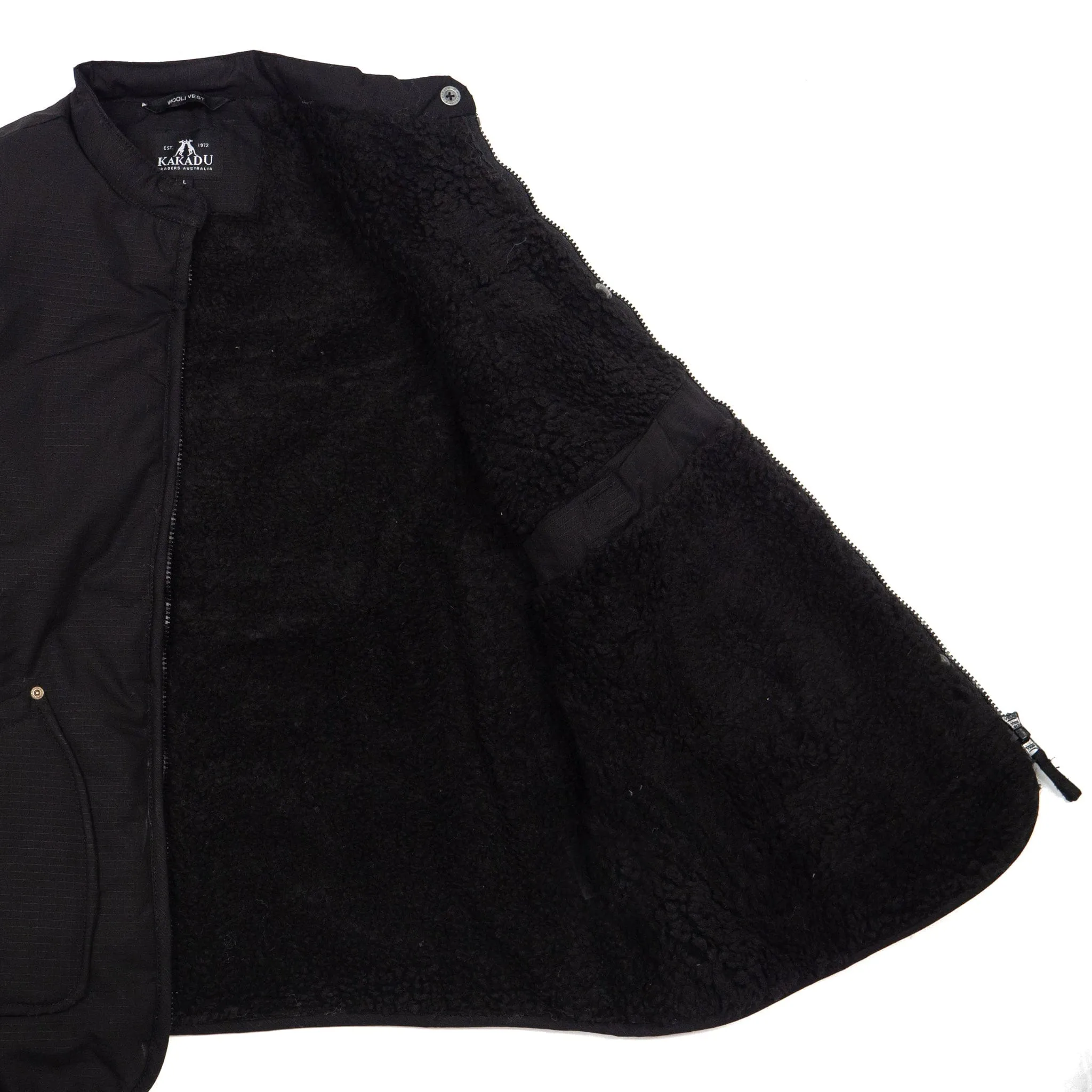 Black Wooli Vest with Removable Button-In Liner - Stylish & Versatile