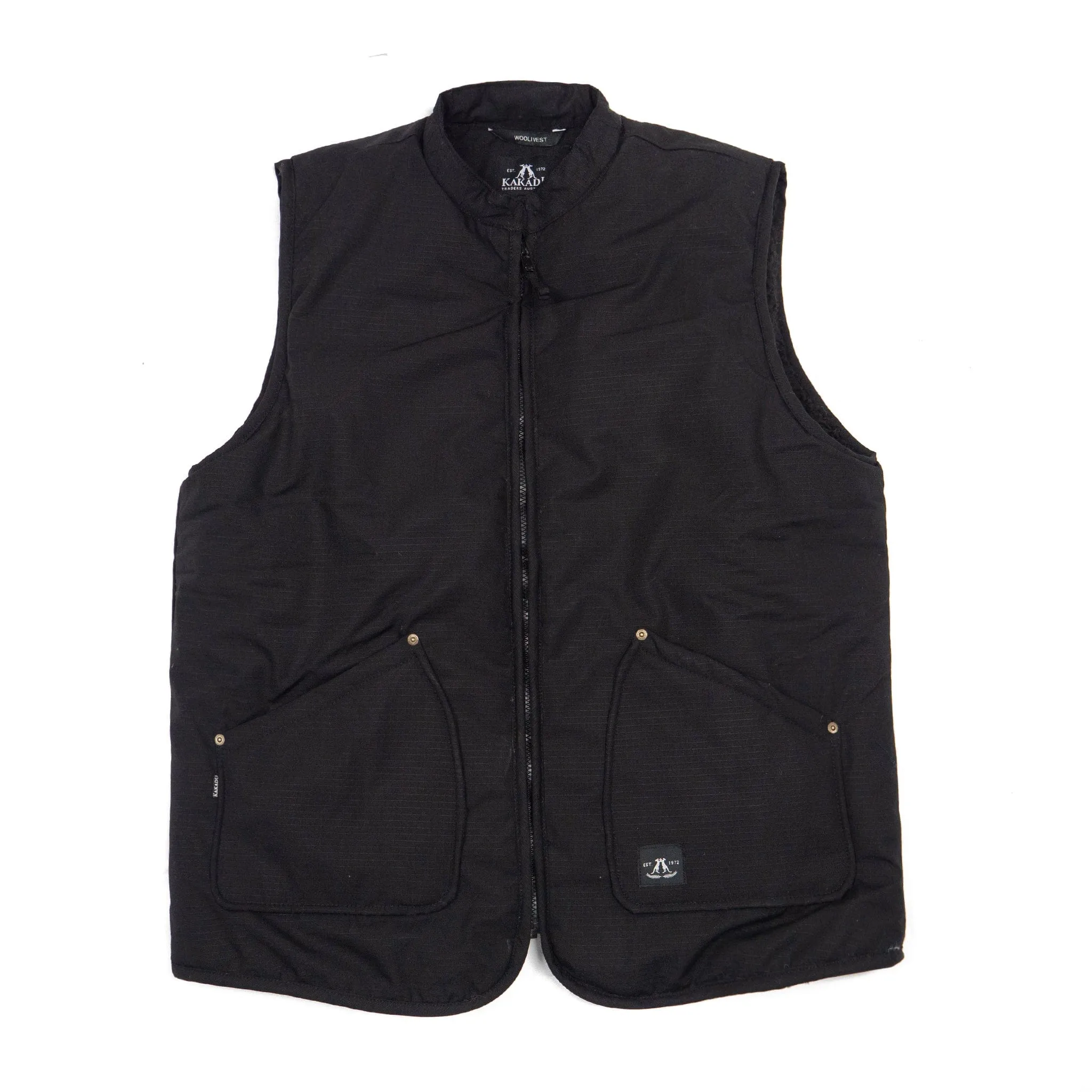 Black Wooli Vest with Removable Button-In Liner - Stylish & Versatile